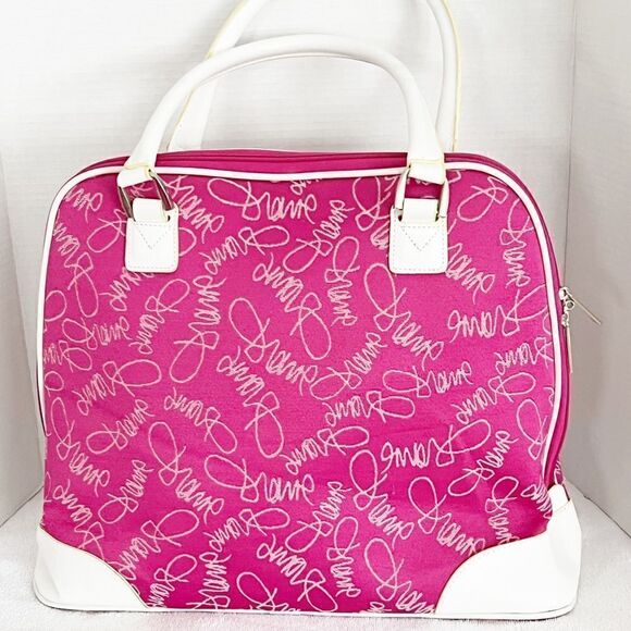 New DVF Diane Avon Furstenberg On The Go Travel Tote Pink White 17”x 14” *HP* - Picture 2 of 10
